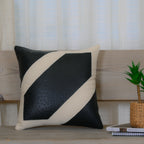 Black & Ivory Geometric Leather Cushion Cover