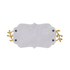 White Marble Decorative Tray with Golden Leaf Handles