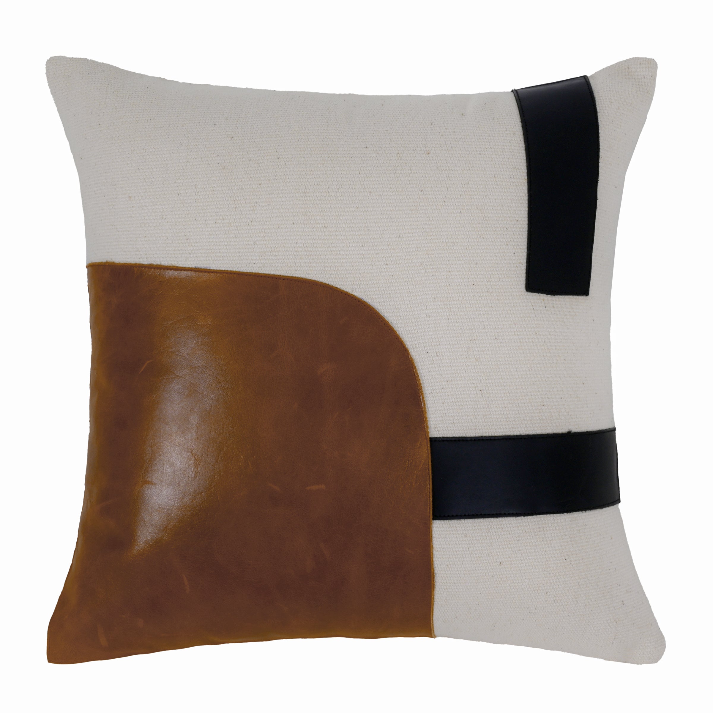 Modern Leather & Canvas Decorative Cushion