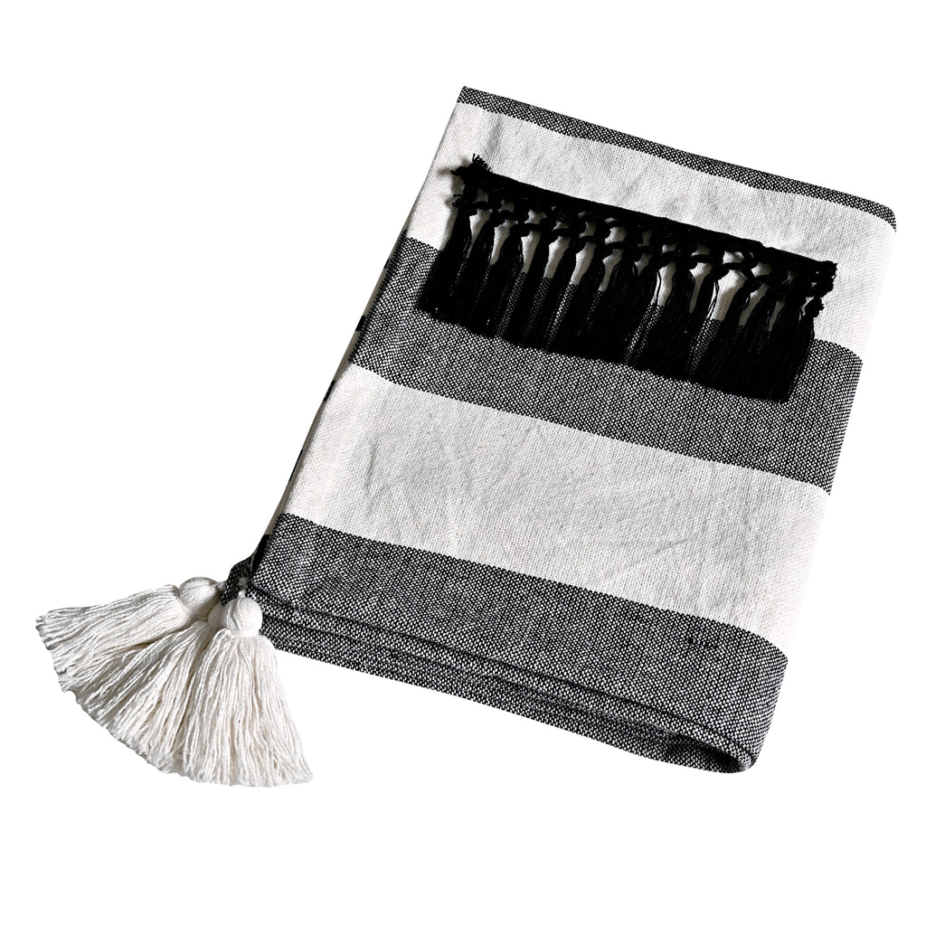Throw-Fringe-Black-White