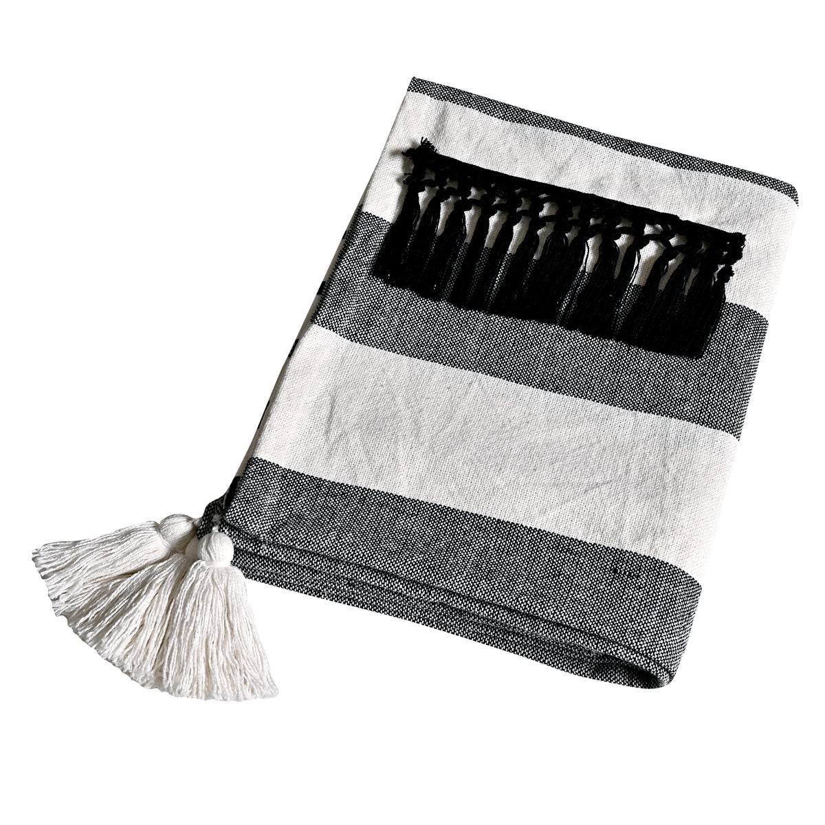 Throw-Fringe-Black-White