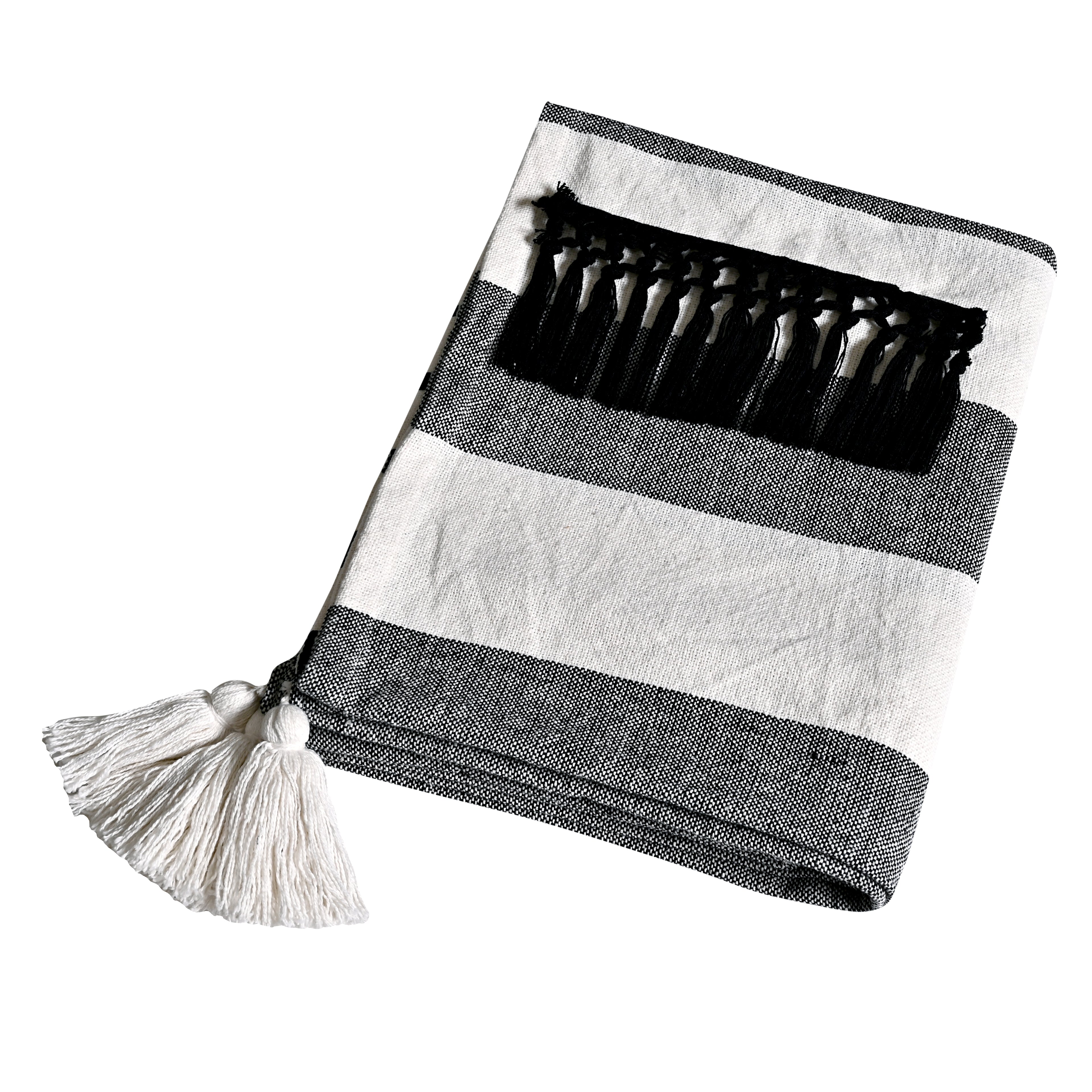 Throw-Fringe-Black-White