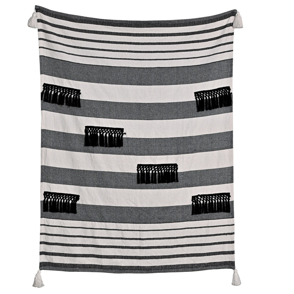 Throw-Fringe-Black-White