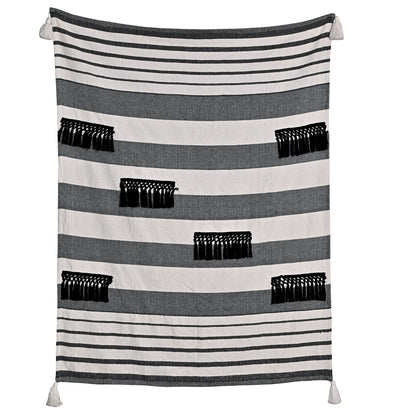 Throw-Fringe-Black-White