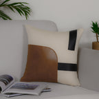 Modern Leather & Canvas Decorative Cushion