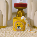 Yellow Lion-Themed Storage Basket with Handle