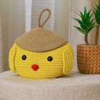 Yellow Puppy-Themed Storage Basket with Lid
