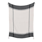 Handwoven Cotton Throw with Tassels – Black & White
