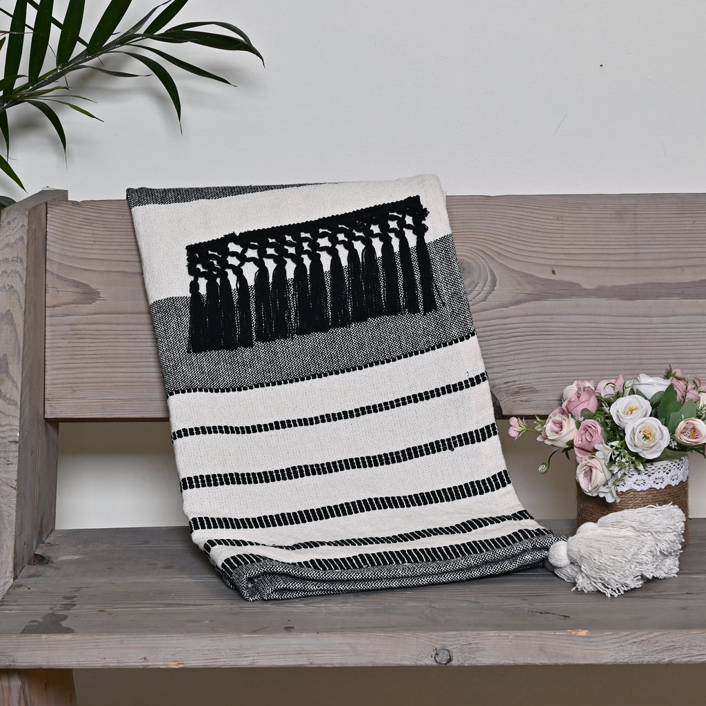 Throw-Fringe-Black-White