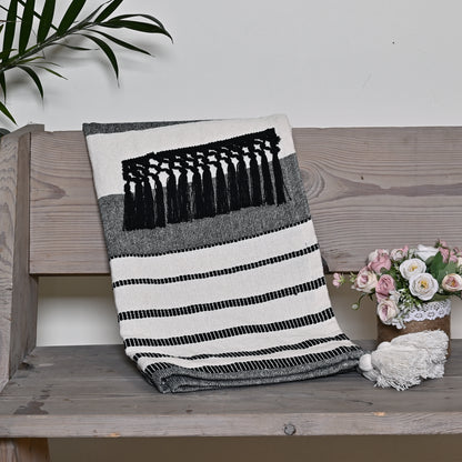 Throw-Fringe-Black-White