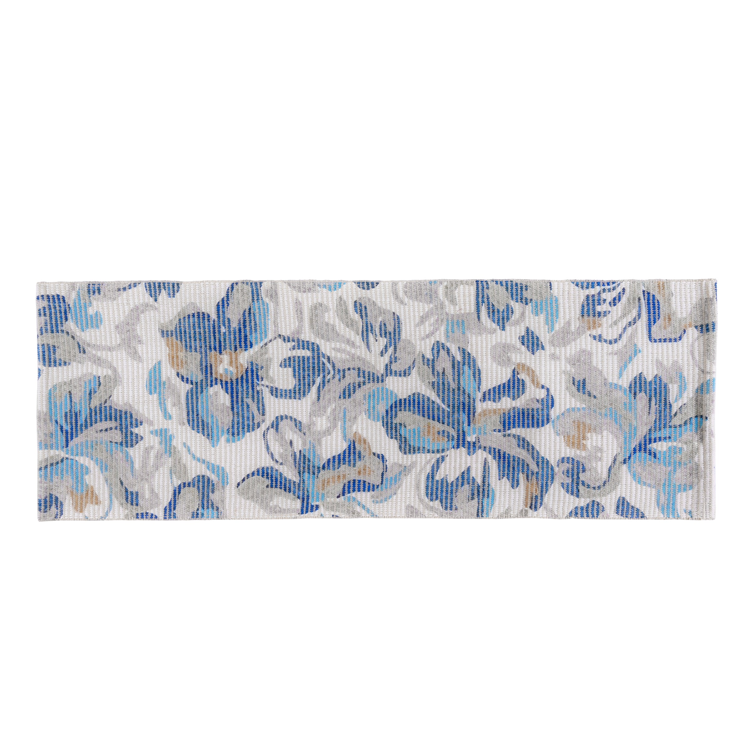 Elegant Blue Floral Woven Floor Runner – 60x22 Inch