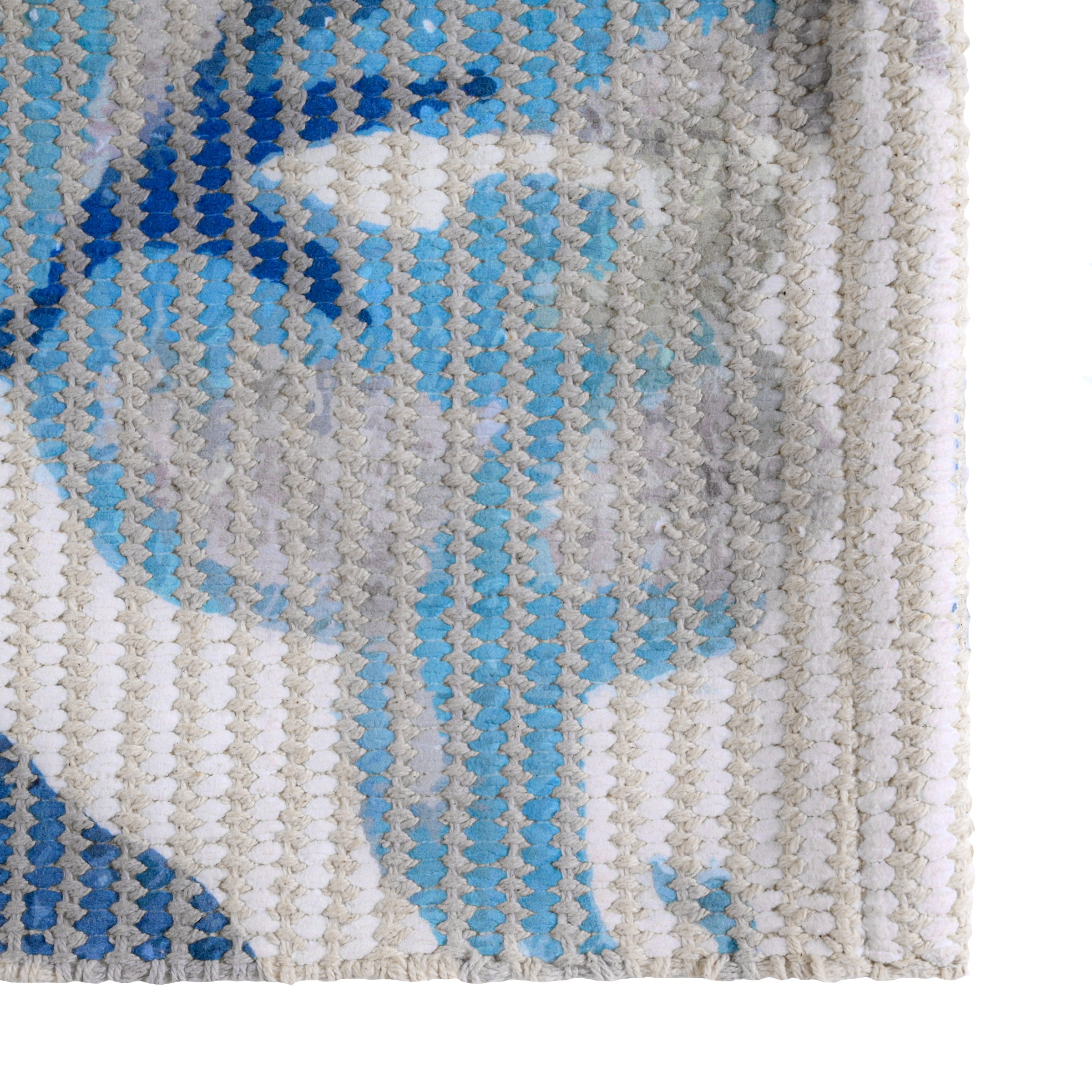Elegant Blue Floral Woven Floor Runner – 60x22 Inch