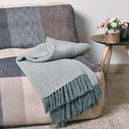 Soft Herringbone Cotton Throw with Tassels – Grey