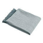 Soft Herringbone Cotton Throw with Tassels – Grey