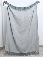 Soft Herringbone Cotton Throw with Tassels – Grey
