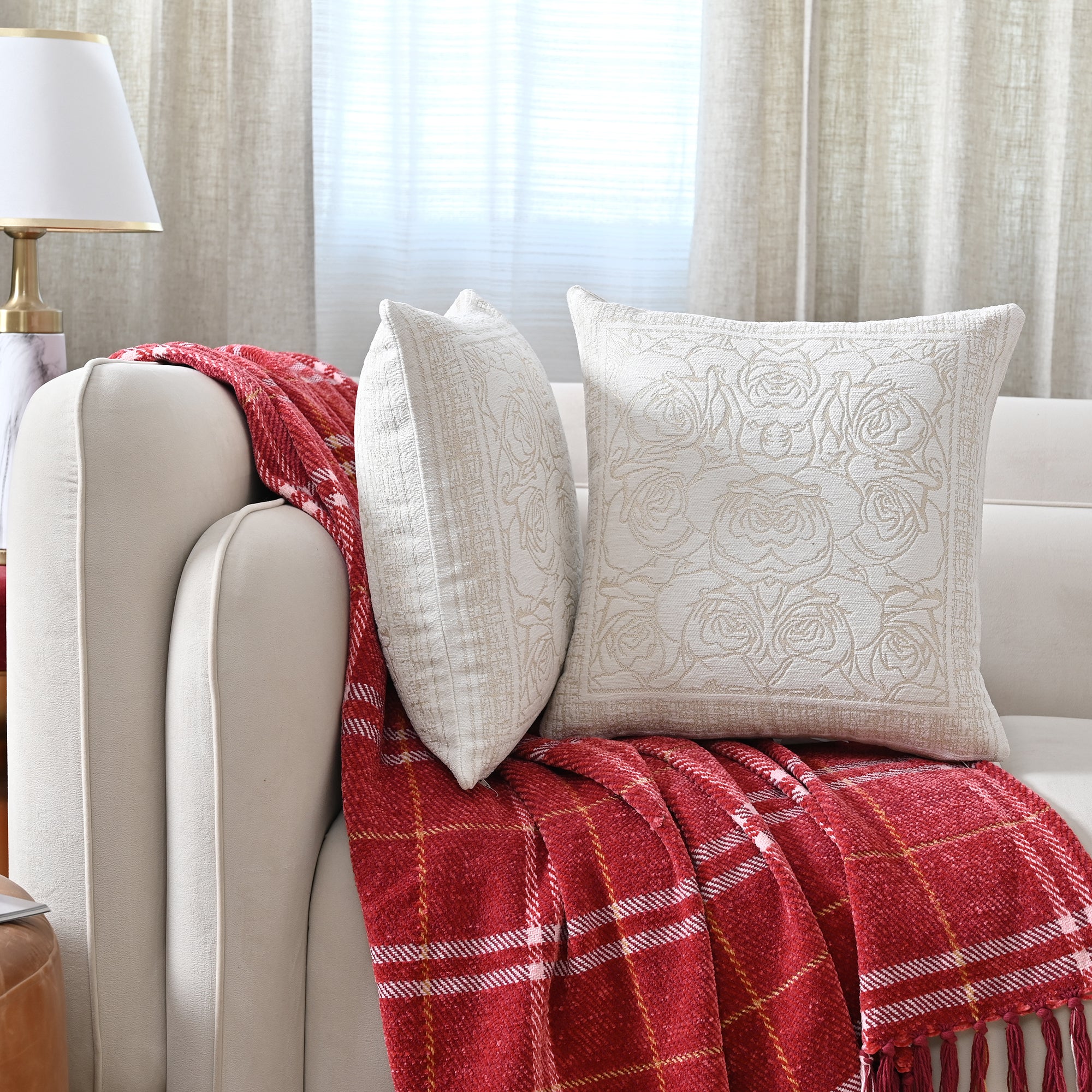 Elegant Floral Print Cotton Cushion Cover Set of 2 pc