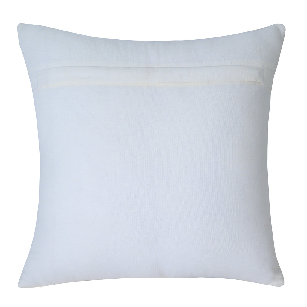 Leather & Checkered Cotton Cushion Cover