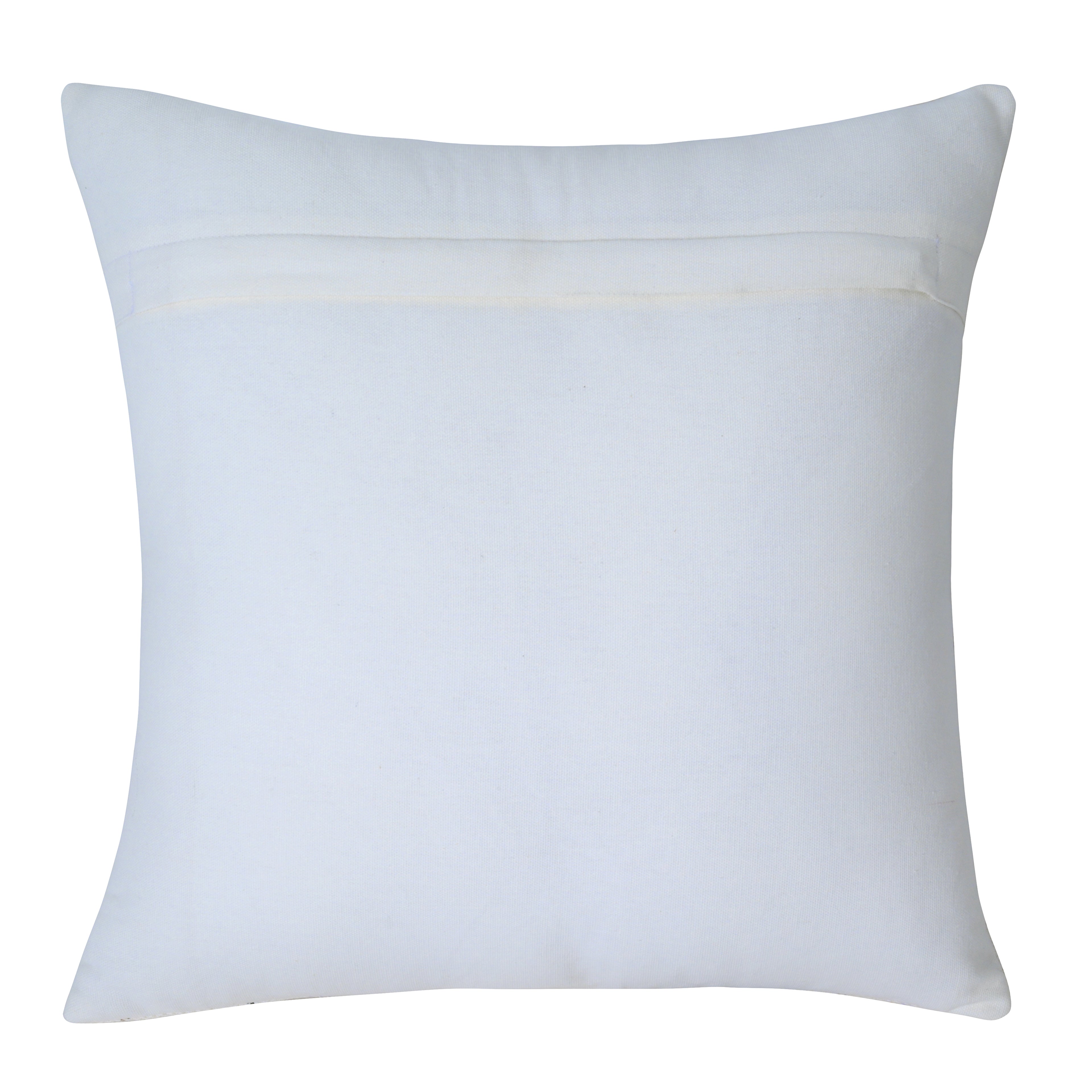 Leather & Checkered Cotton Cushion Cover