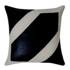 Black & Ivory Geometric Leather Cushion Cover