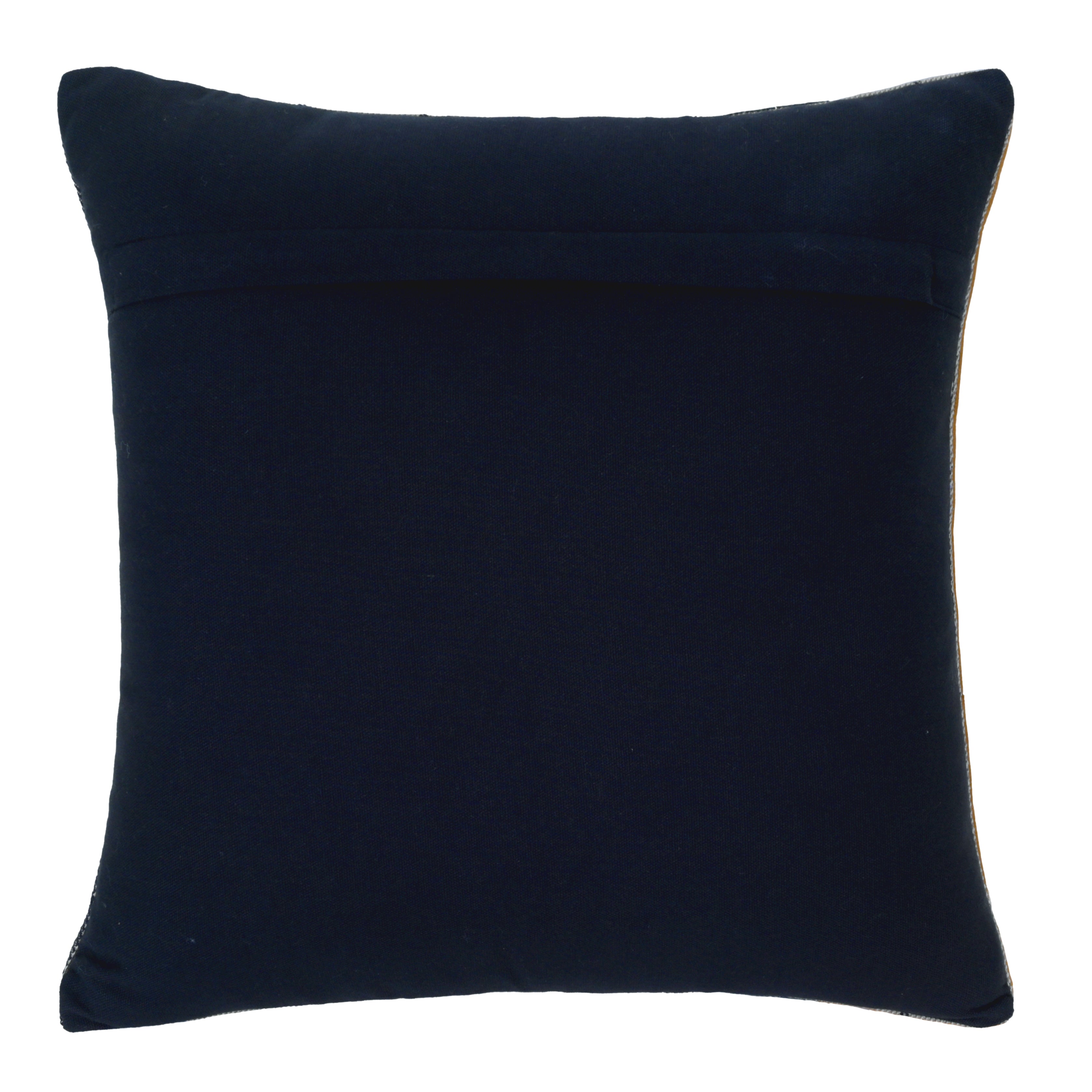Grey Checkered Cushion with Leather Accents