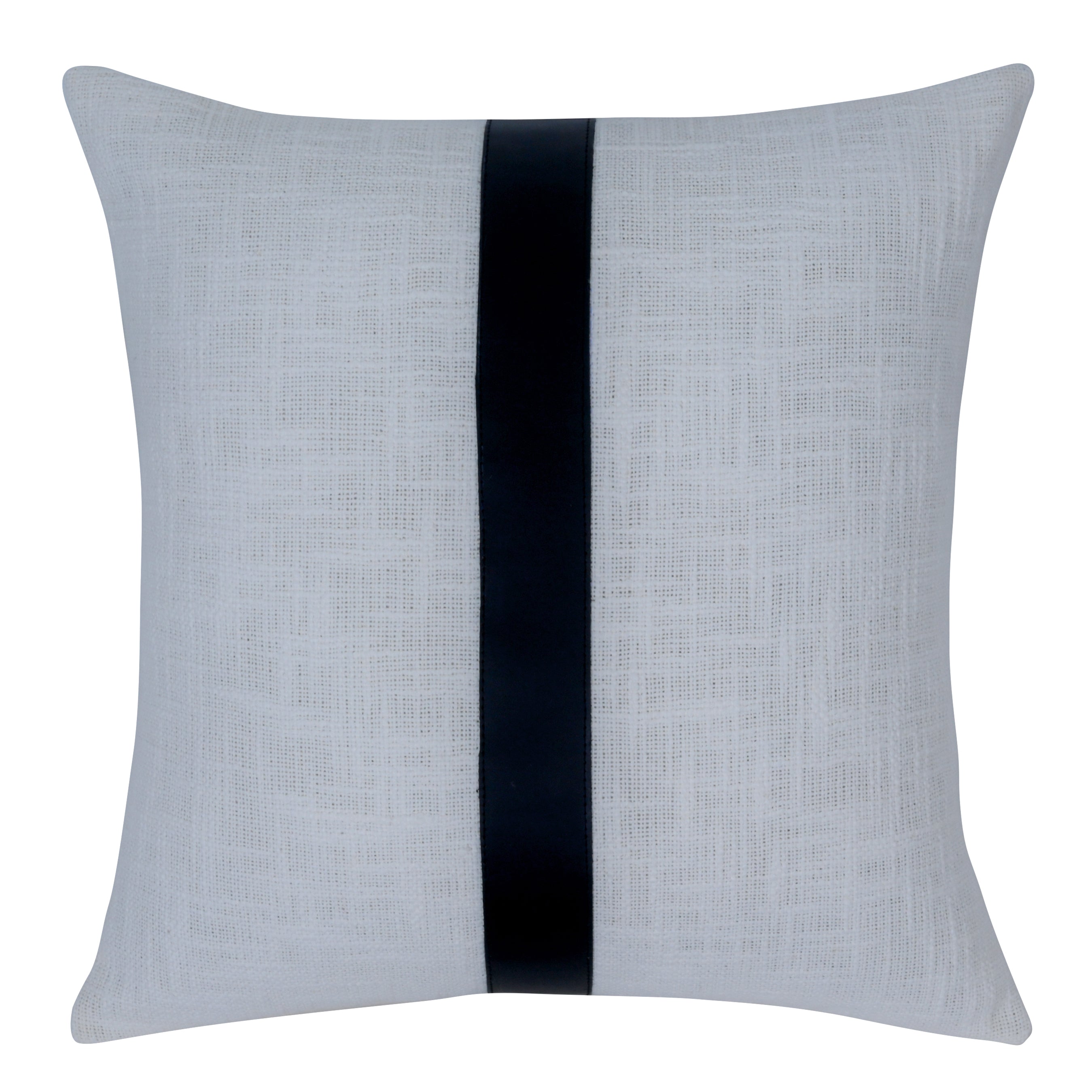 Grey Checkered Cushion with Leather Accents