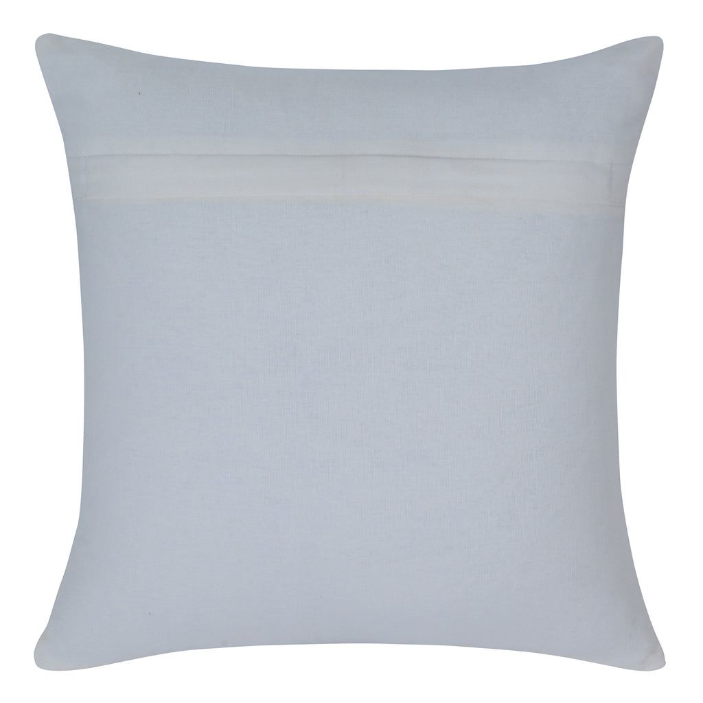 Grey Checkered Cushion with Leather Accents