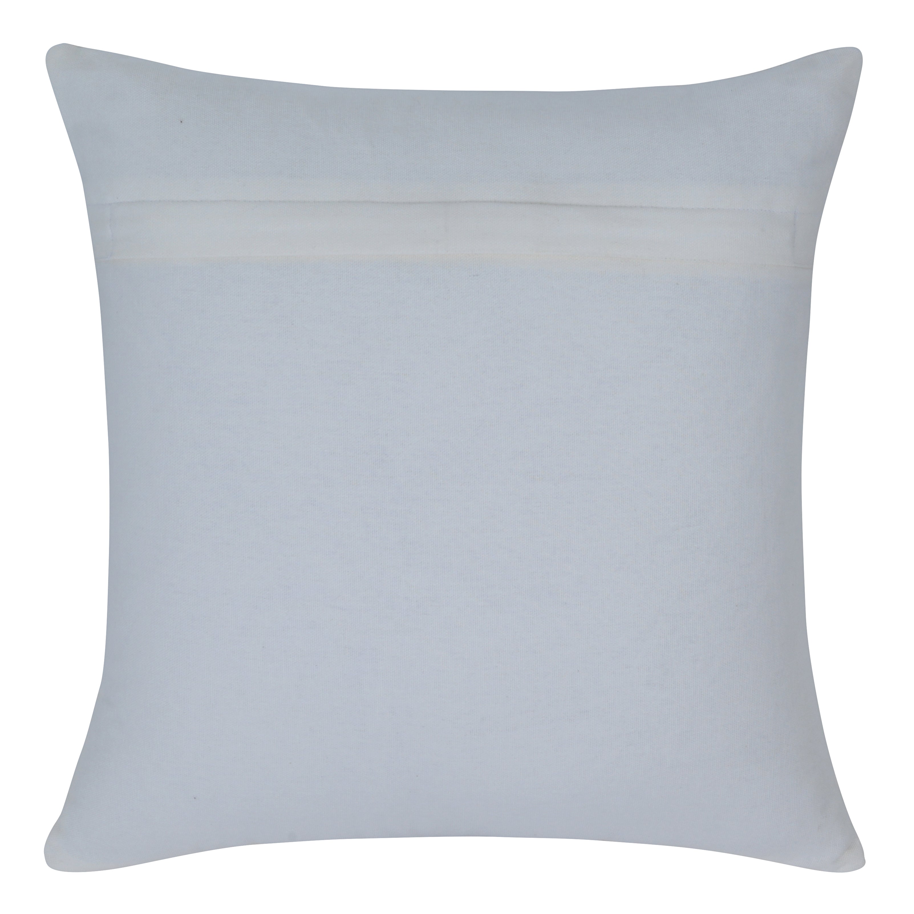 Grey Checkered Cushion with Leather Accents