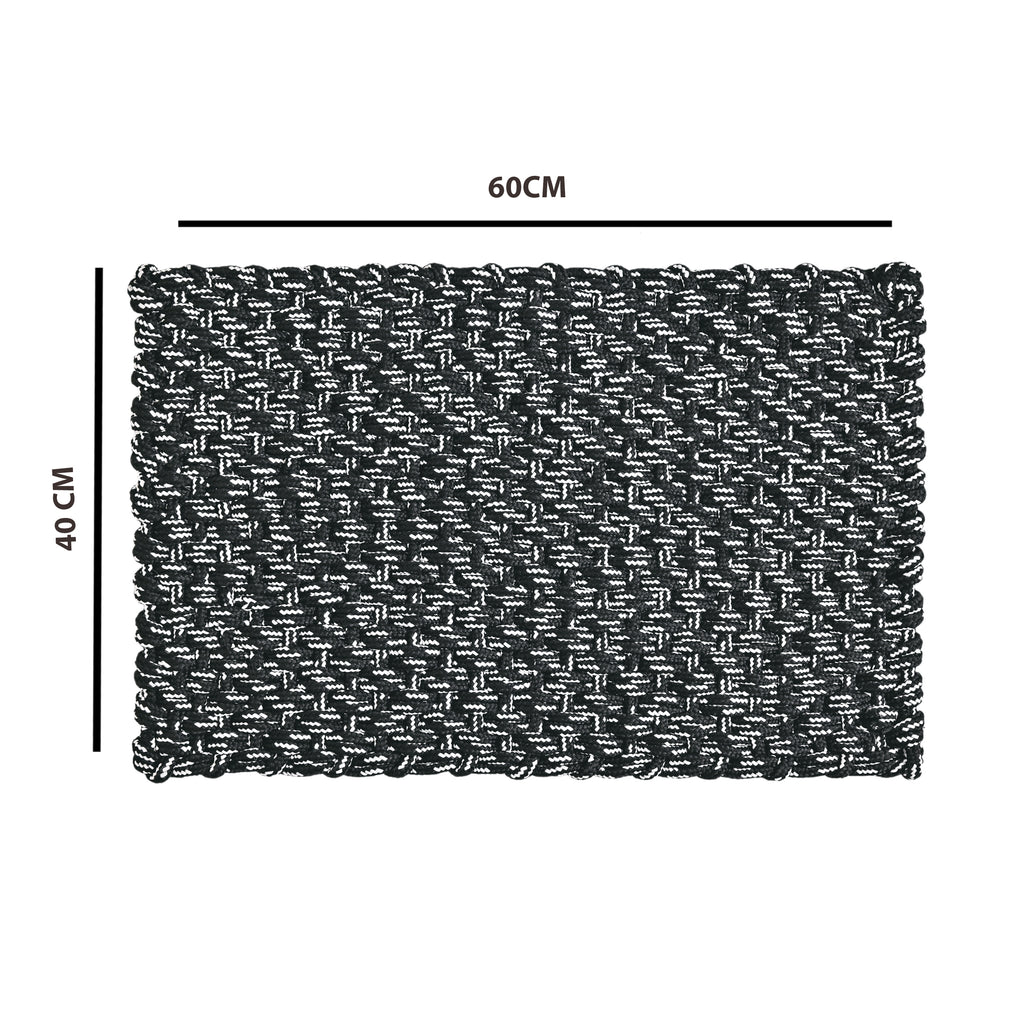 Handwoven Textured Bathmat – 60x40 cm (Black & White)