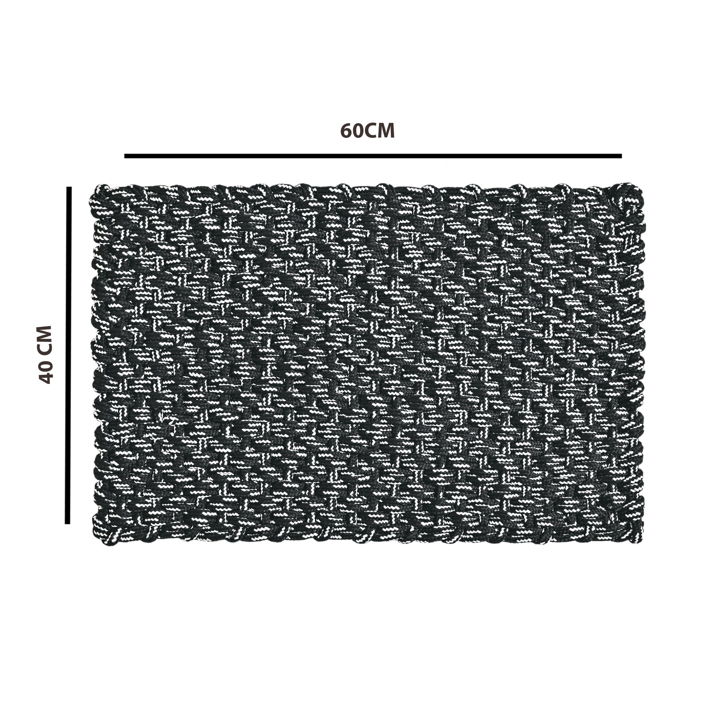 Handwoven Textured Bathmat – 60x40 cm (Black & White)