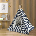 Funny Pet Teepee Tent for Dogs & Cats – Soft Cotton Canvas with Wooden Frame