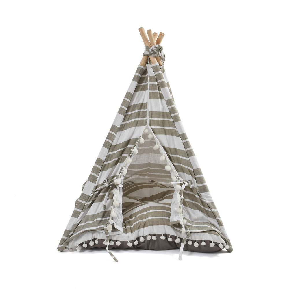 Funny Pet Teepee Tent for Dogs & Cats – Soft Cotton Canvas with Wooden Frame