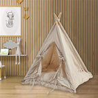 Funny Pet Teepee Tent for Dogs & Cats – Soft Cotton Canvas with Wooden Frame