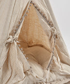 Funny Pet Teepee Tent for Dogs & Cats – Soft Cotton Canvas with Wooden Frame