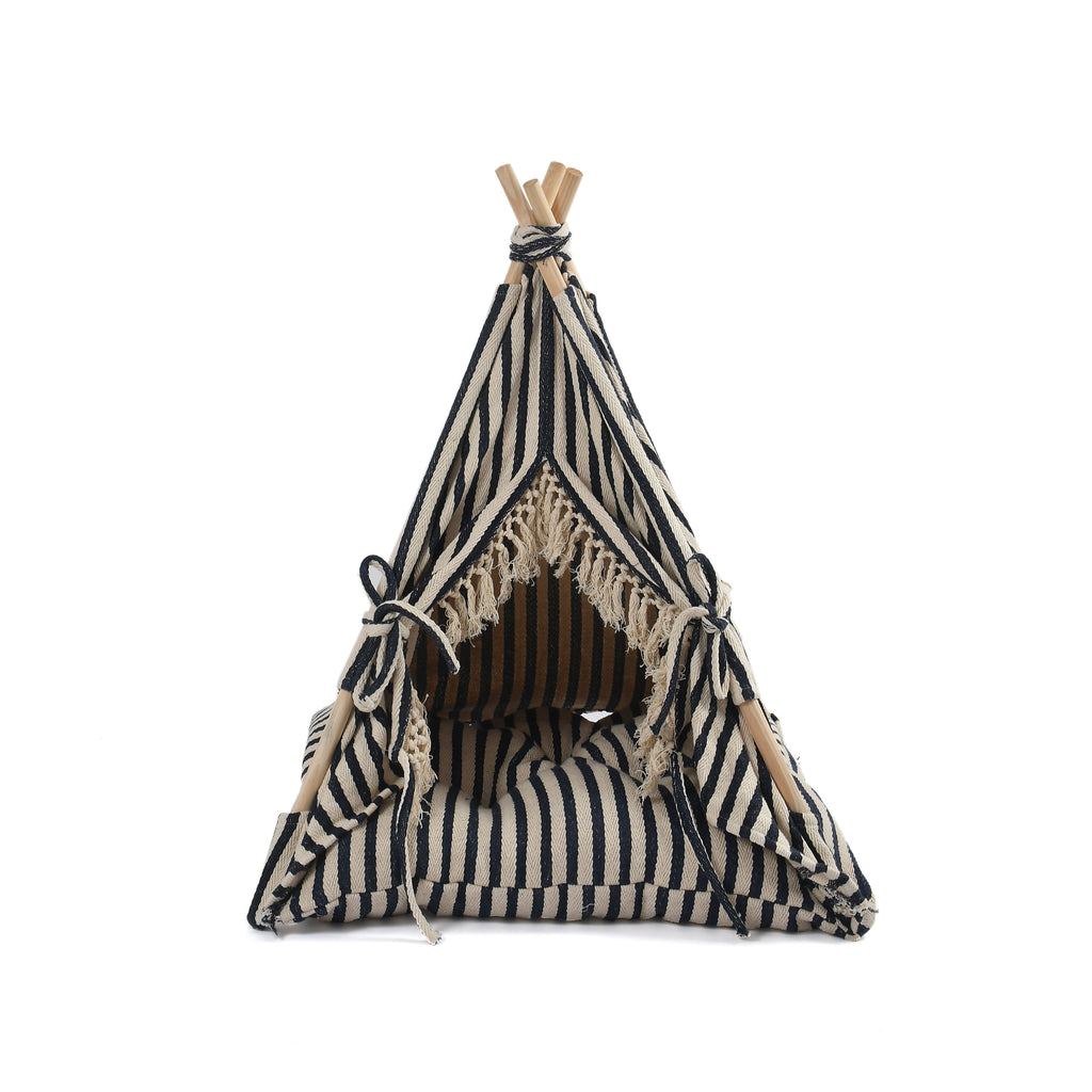 Funny Pet Teepee Tent for Dogs & Cats – Soft Cotton Canvas with Wooden Frame