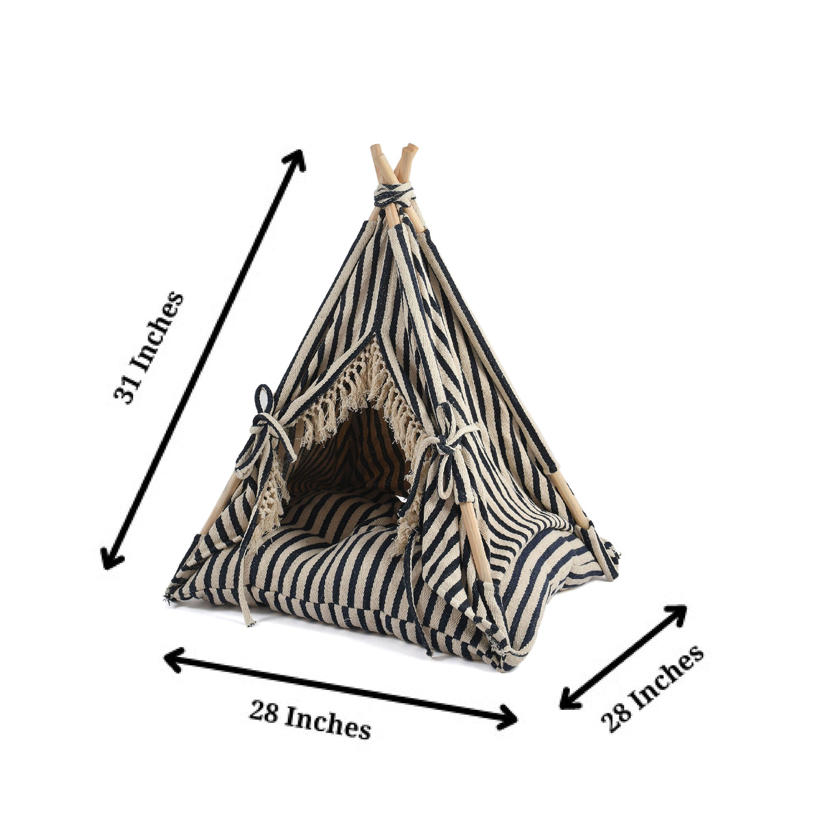 Funny Pet Teepee Tent for Dogs &amp; Cats – Soft Cotton Canvas with Wooden Frame