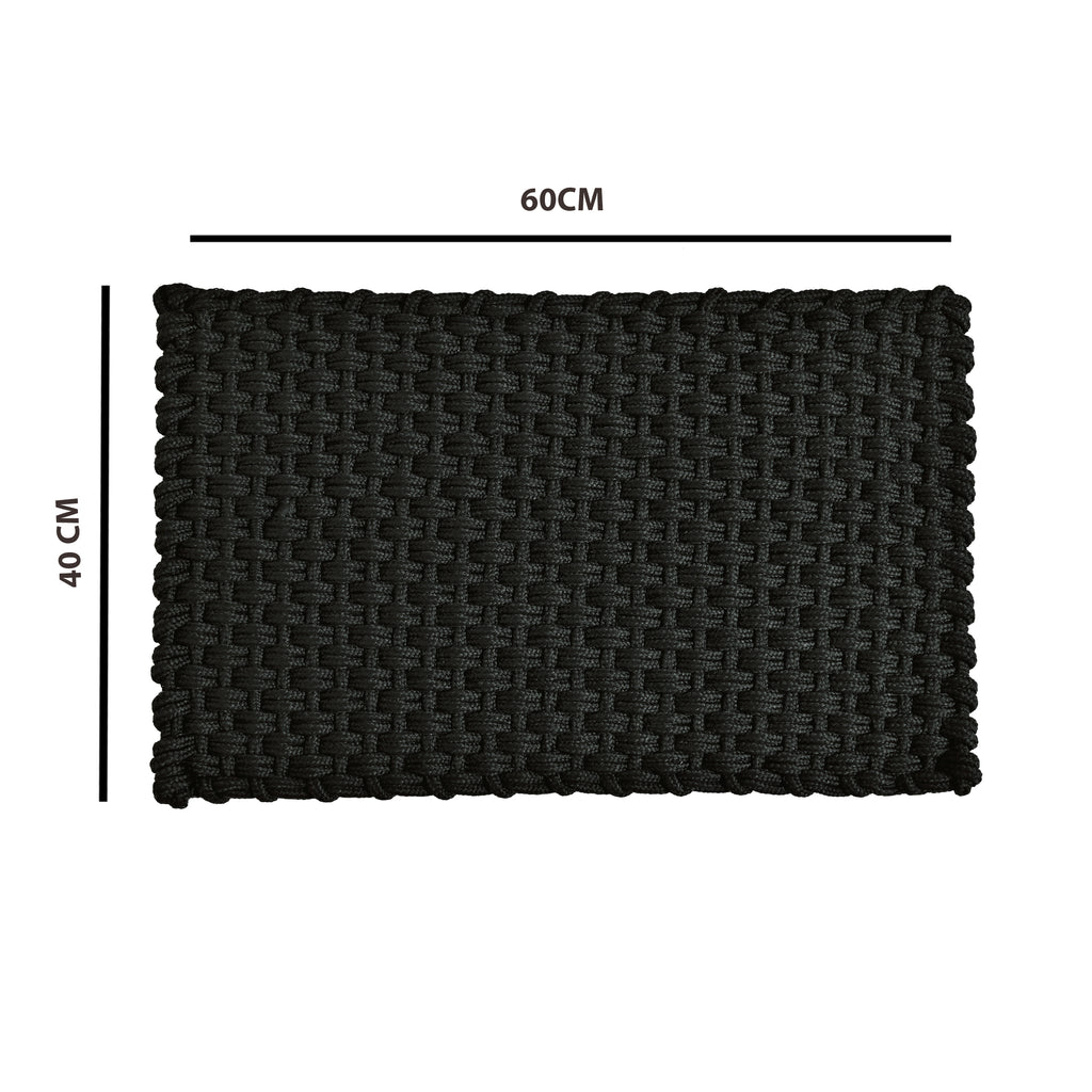 Premium Solid Black Woven Bathmat – 60x40 cm
