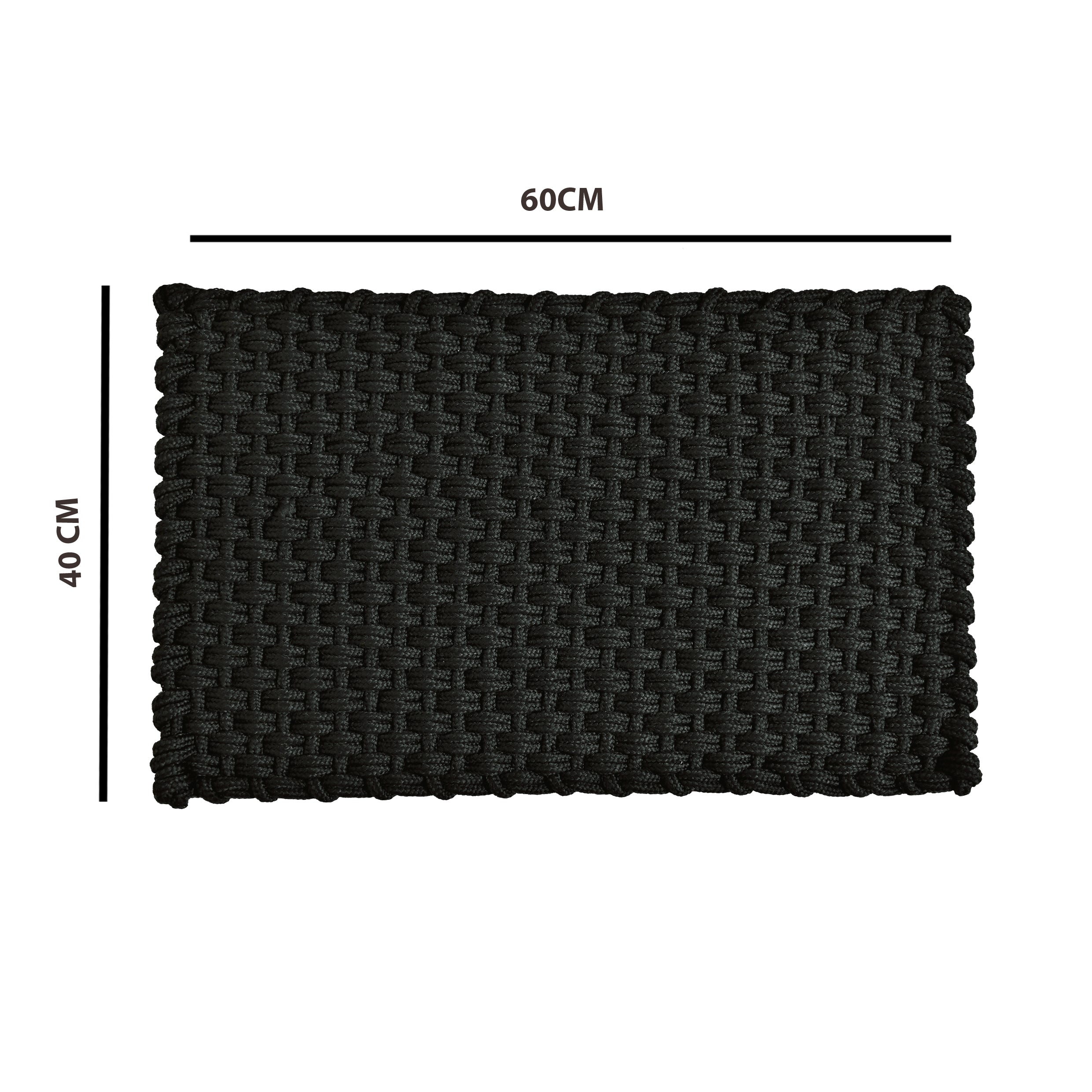 Premium Solid Black Woven Bathmat – 60x40 cm