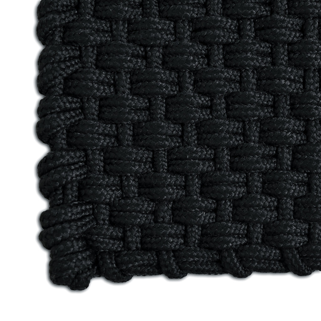 Premium Solid Black Woven Bathmat – 60x40 cm