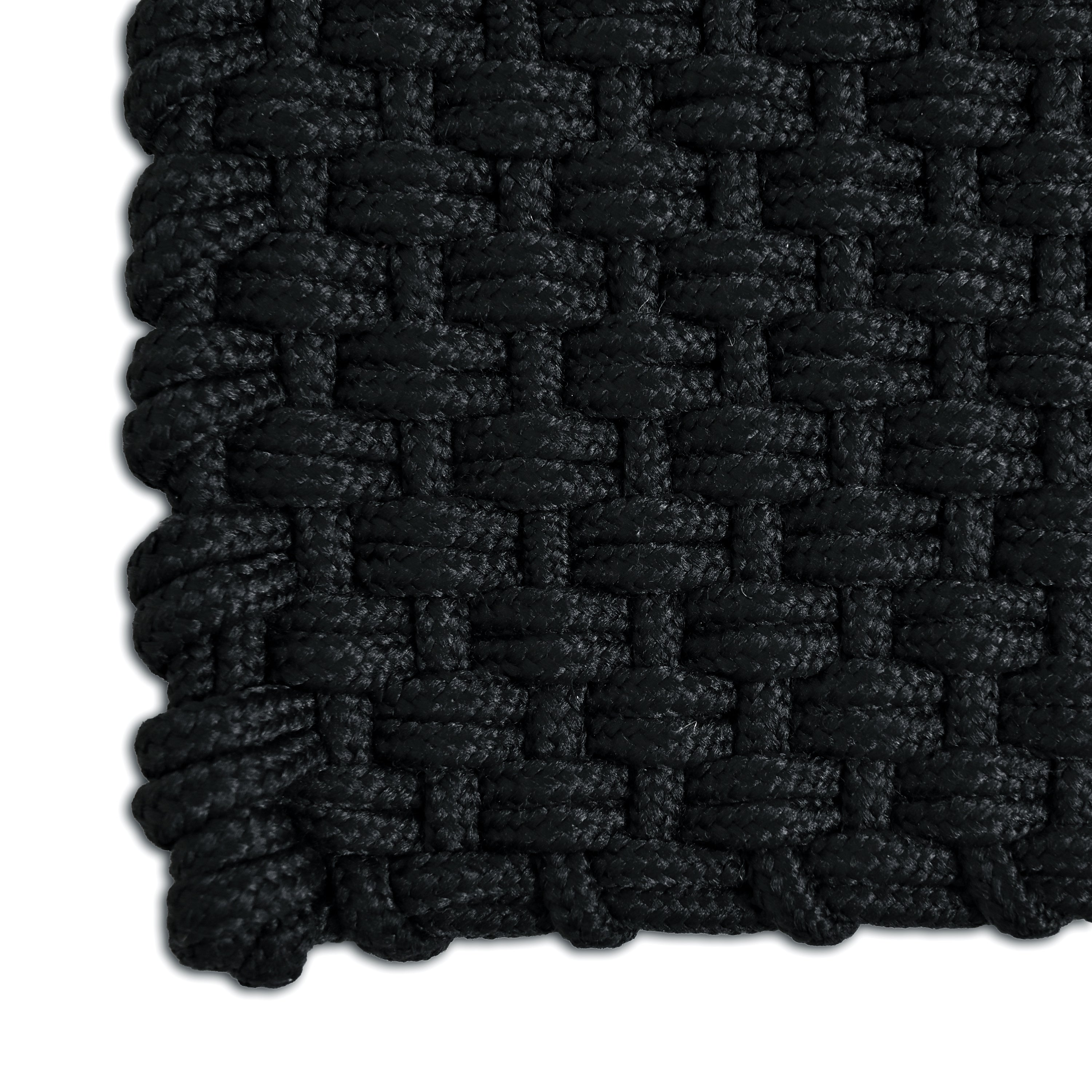 Premium Solid Black Woven Bathmat – 60x40 cm