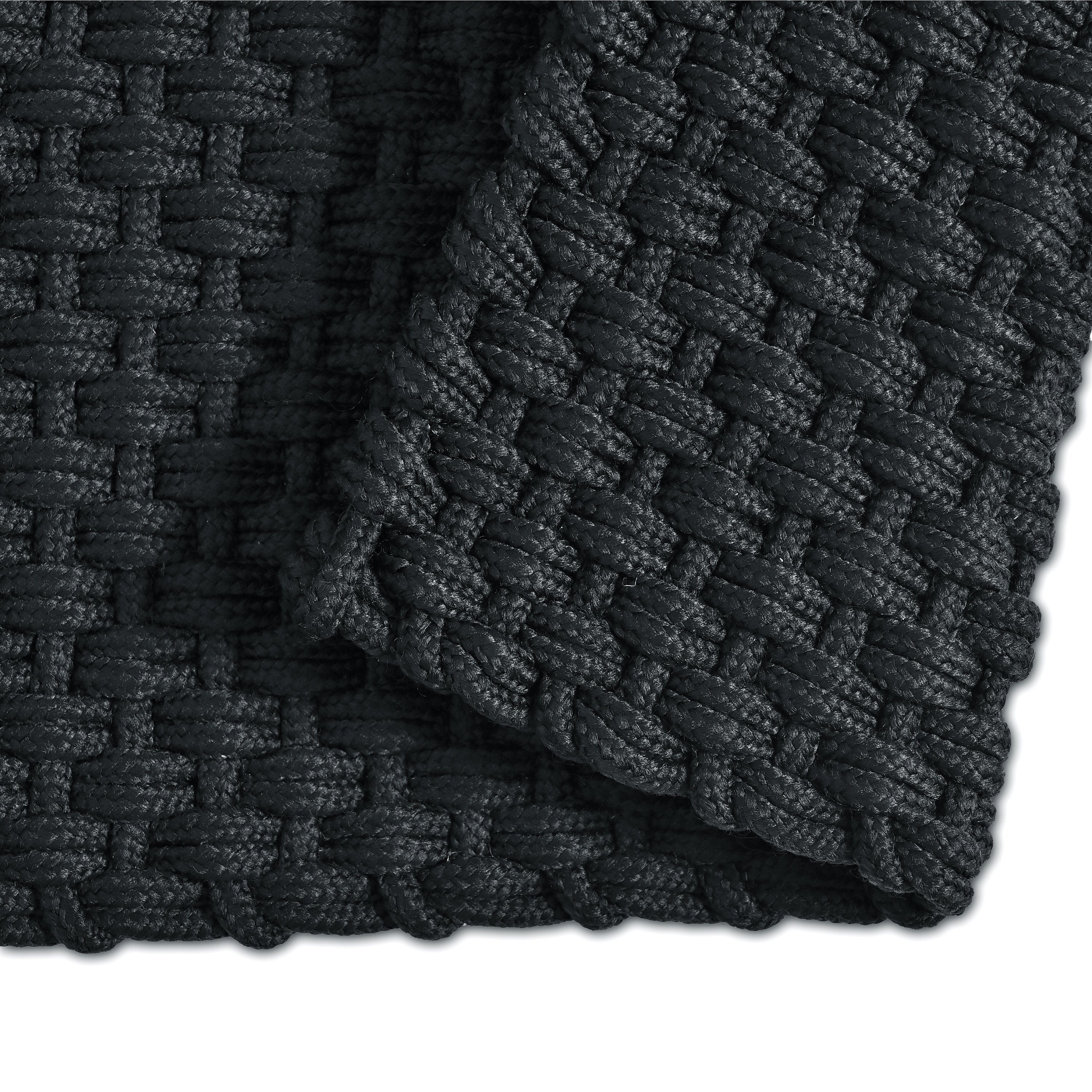 Premium Solid Black Woven Bathmat – 60x40 cm