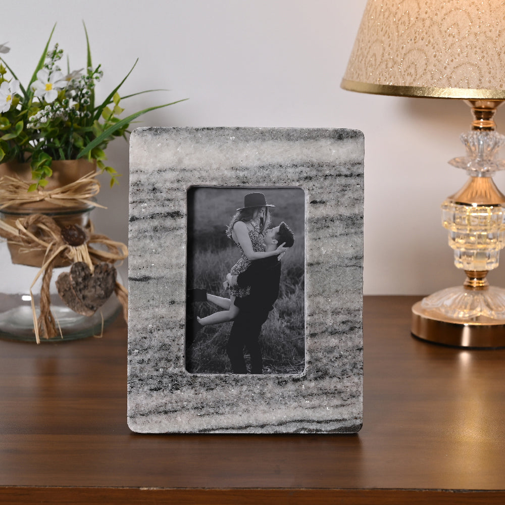 Grey Veined Marble Photo Frame by Decovia