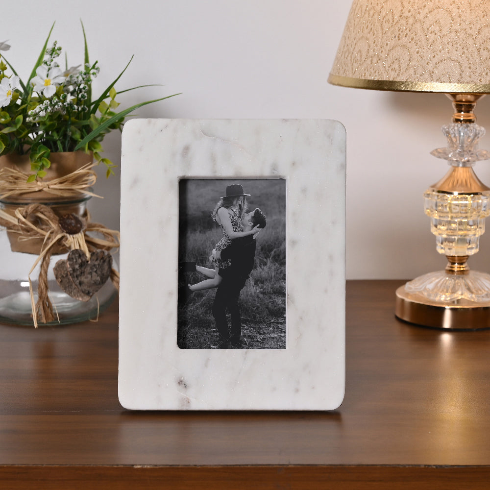 Classic White Marble Photo Frame by Decovia