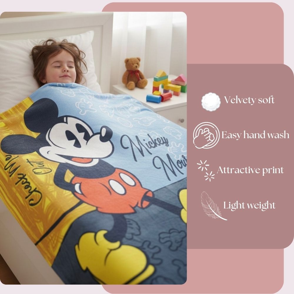 DECOVIA Disney Kids Printed Single Bed Blanket | Soft &amp; Cozy Cartoon Blanket