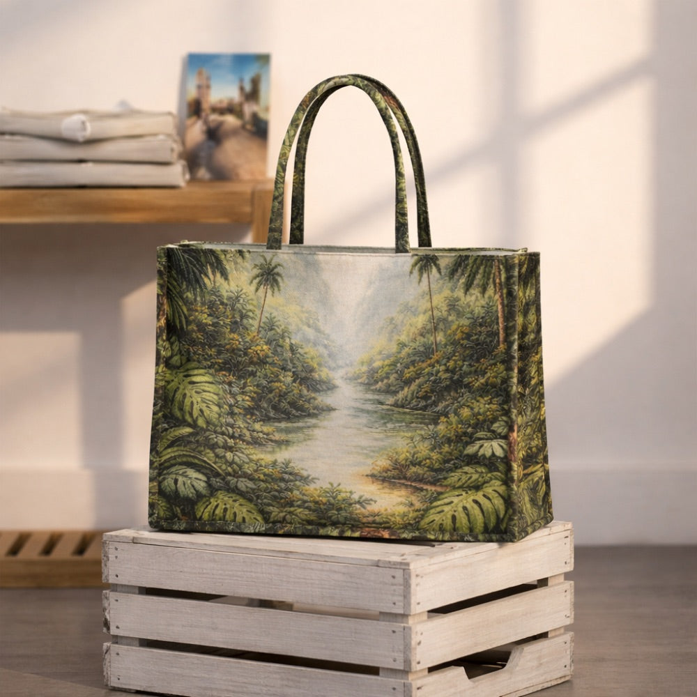 Tropical River Tapestry Large Tote Bag – Jungle Landscape
