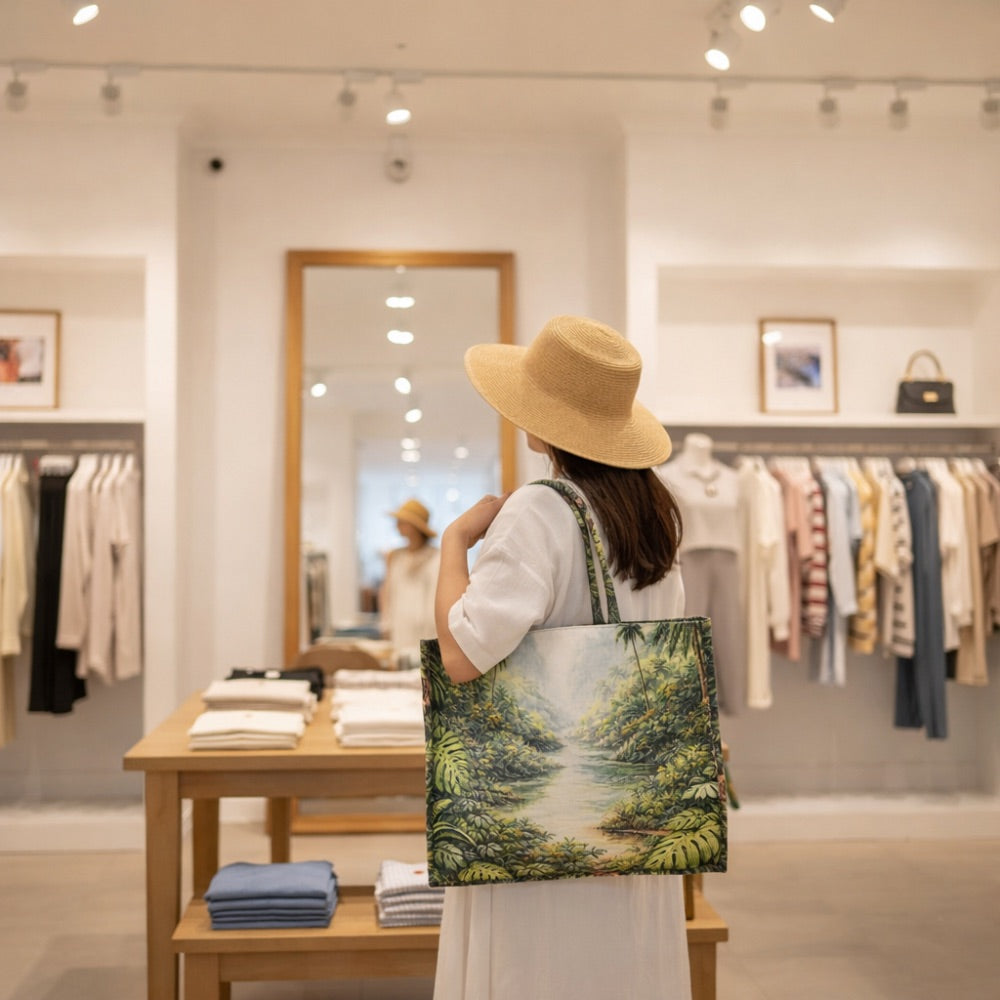 Tropical River Tapestry Large Tote Bag – Jungle Landscape