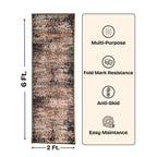 Abstract Vintage Pattern Accent Digital Print Area Rug | Warm Earth Tones & Charcoal Black Rug - Decovia