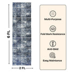 Modern Geometric Digital Print Area Rug | Premium Navy Blue and Cream Woven Rug - Decovia