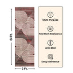Modern Geometric Digital Print  Area Rug - Terracotta Rust Brown and Cream Abstract Wave Pattern-Decovia