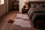 Modern Geometric Digital Print  Area Rug - Terracotta Rust Brown and Cream Abstract Wave Pattern-Decovia