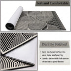 Modern Geometric Area Rug – Black and White Abstract Wave Pattern -Decovia
